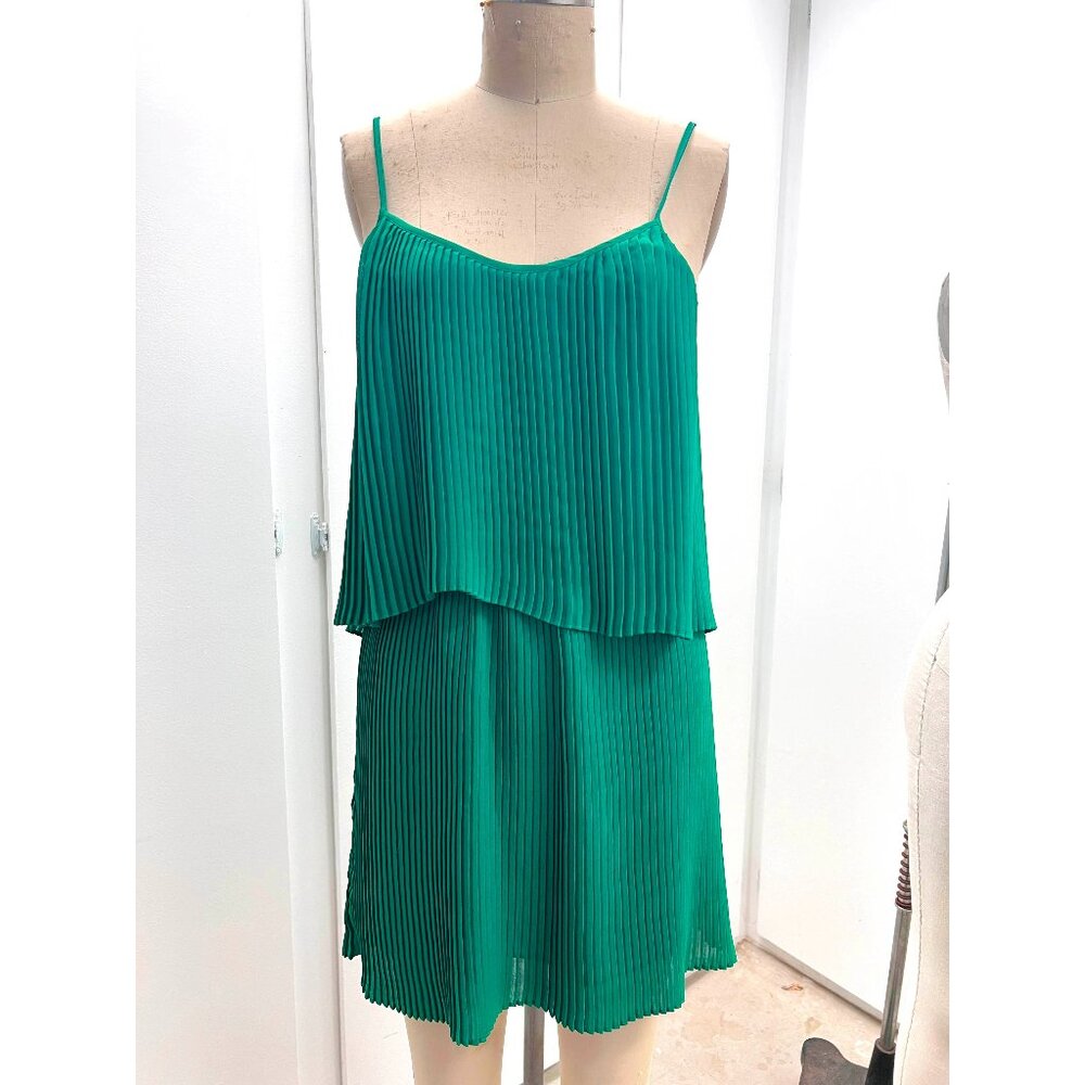 Emerald Green Pleated Parker Mini Dress